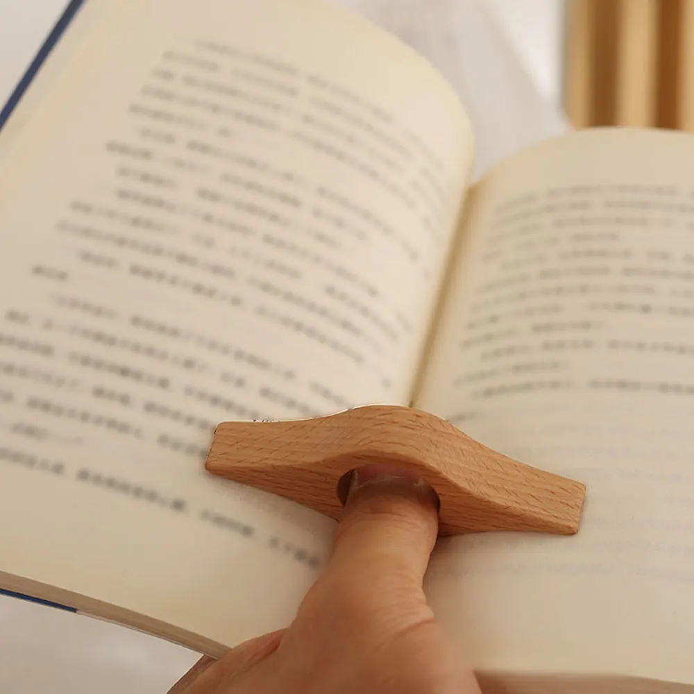 Wood Press Book Reader Tool Thumb Book Page Holder Book Stand for Reading