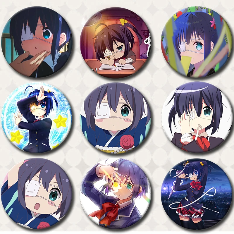 Japanese Anime Takanashi Rikka Figure Icon Badge Tinplate Brooch Pins Handmade Brooches for Backpack Clothes decoration Gifts