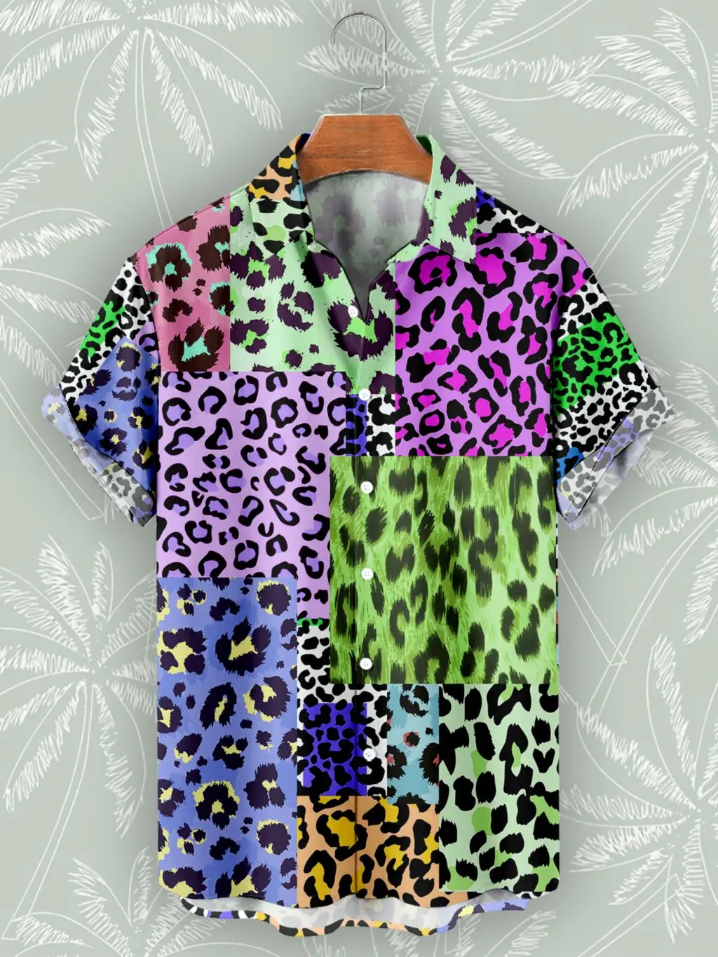 Camisa de praia havaiana de leopardo masculina, manga curta, camisas extragrandes, estilo de rua casual, moda verão, 2023