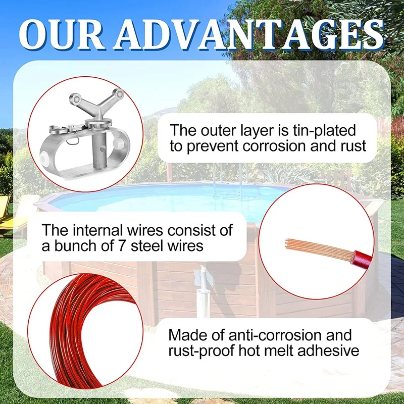 Swimming Pool Cover Cable&Winch Kit,Pool Cover Wire Pool Cover Ratchet For Above Ground Swimming Pool Winter Cover