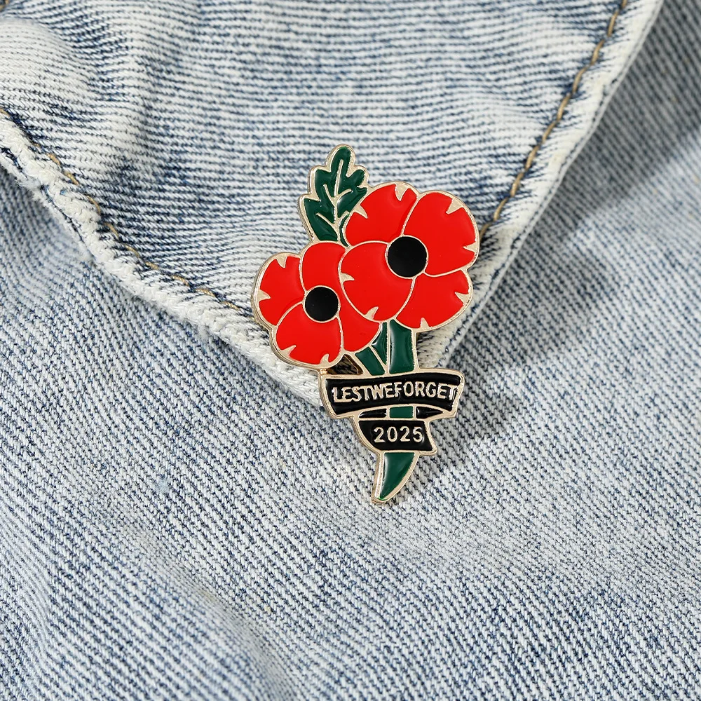 First World War Souvenir Remembrance Day Badge Letter Lest We Forget 2025 R.I.P Brooches Poppy Collar Pins With Free Shipping