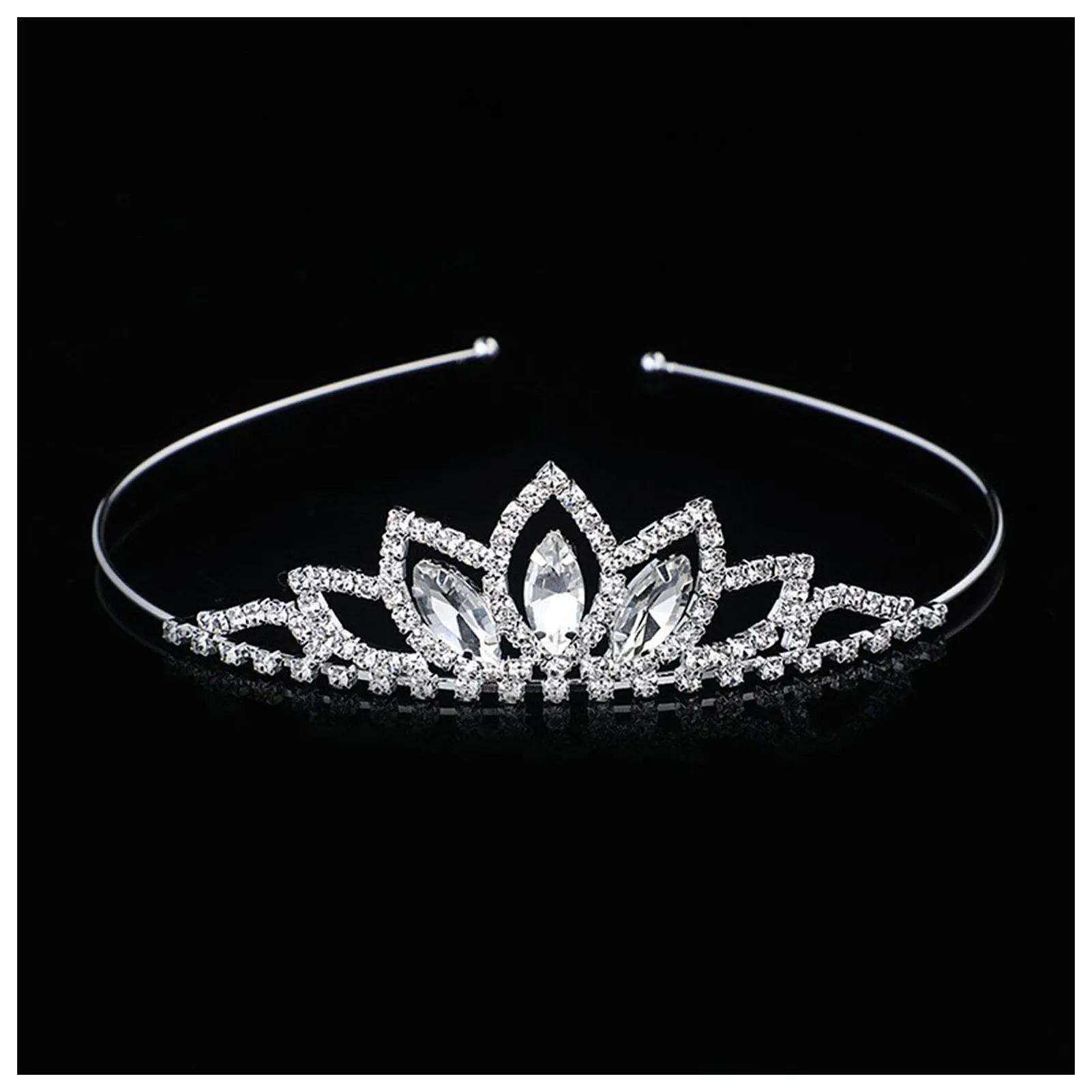 Rhinestones Crowns Hair Jewelry Hollow Out Luxurious Alloy Crown Headband for Stage Performance School Ball