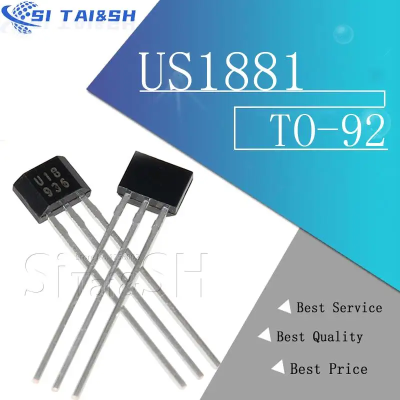 20pcs U18 US1881 TO-92 OH188 1881 U18 TO92 Hall Effect Sensor Magnetic Detector Hall Sensor Motor