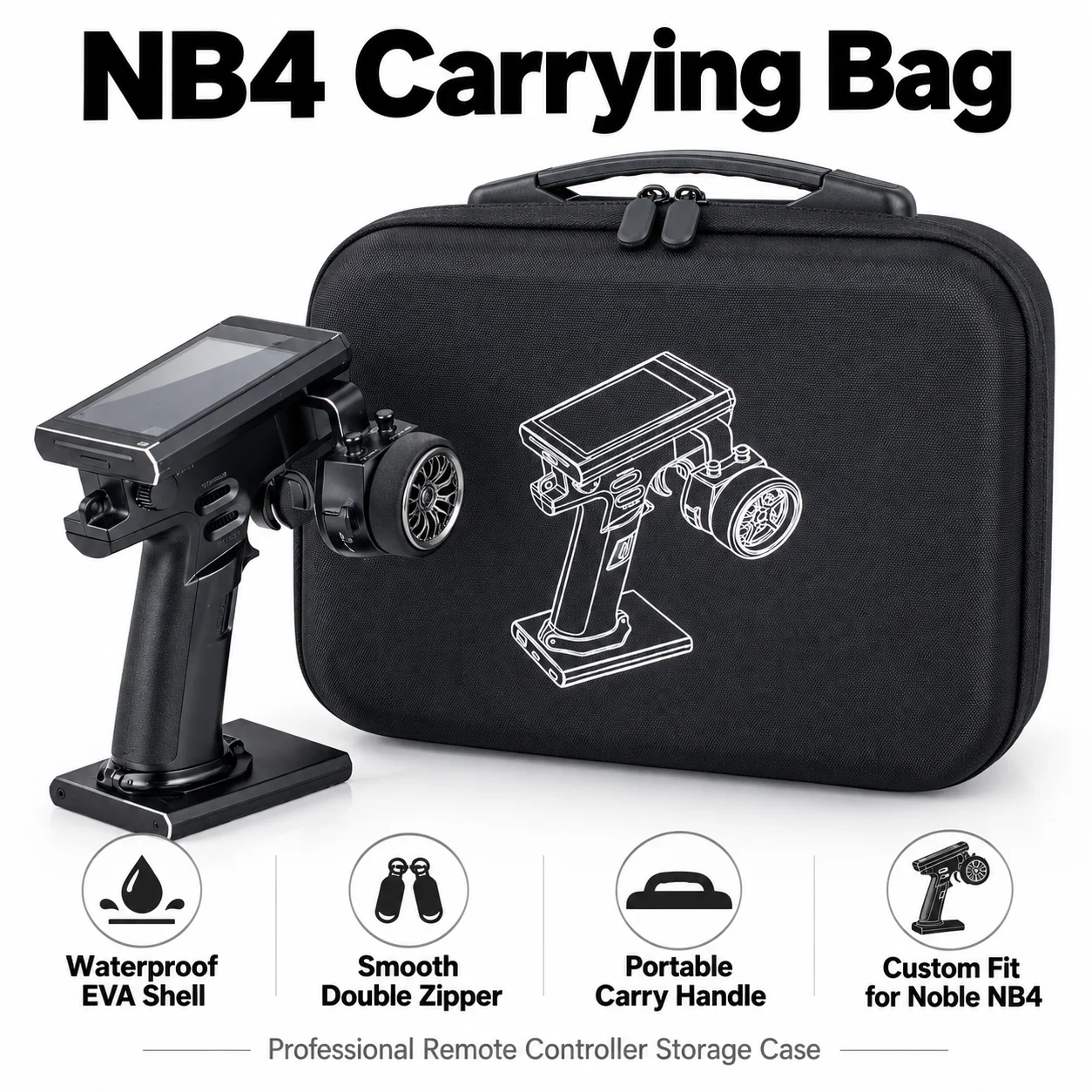 FlySky Noble NB4 RC Transmitter Carrying Bag Storage Handbag Waterproof for 1/10 RC Crawler Car Remote Controller Accessories