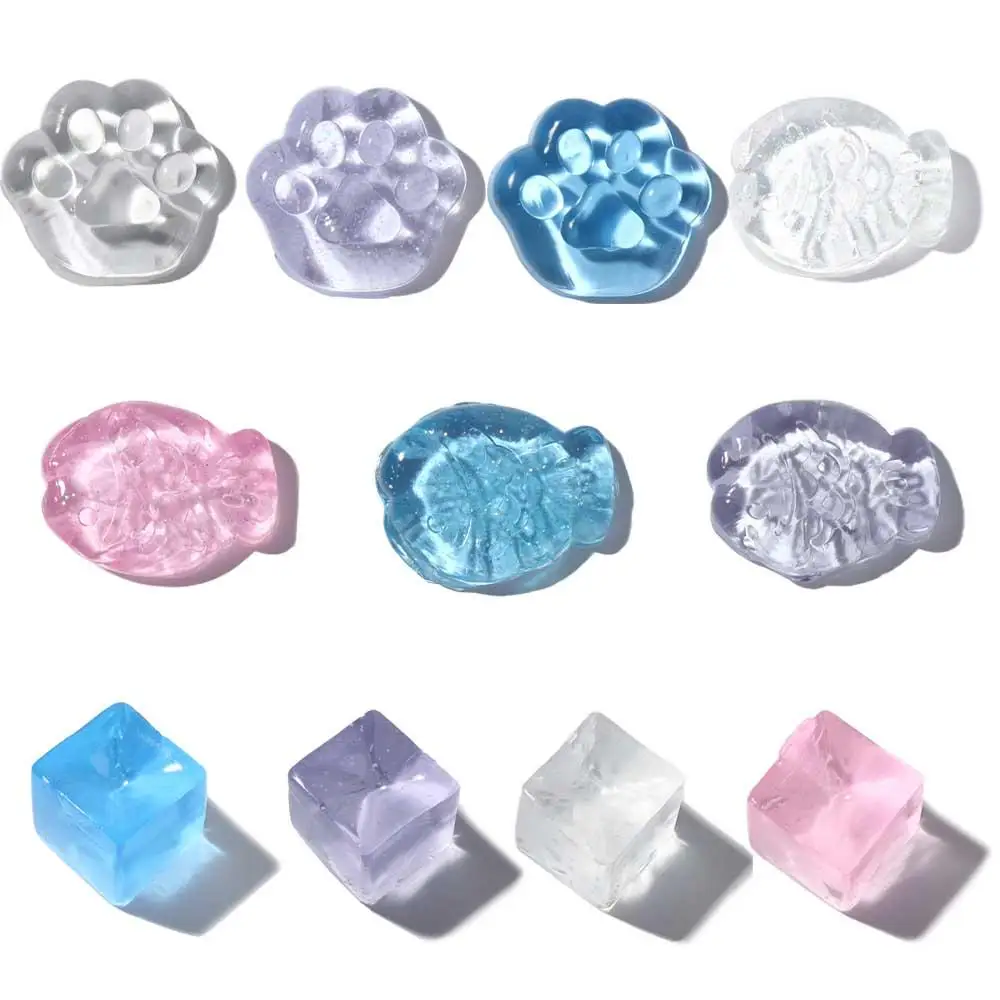 Cat Paw Fidget Transparent Hand Pinching Ice Pressure Ball Toy Cat Paw Mini Mochi Squeeze Toy Mini Mochi Ice Block