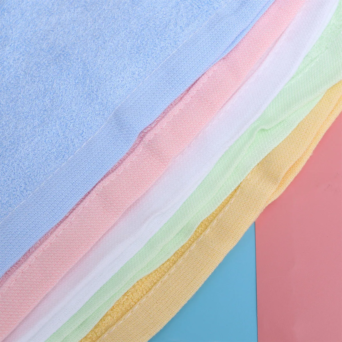 5 قطعة ألياف الخيزران الطفل منشفة سوبر لينة ماصة سريعة الجافة الشاش المرايل الوردي الأصفر الأخضر الأزرق الأبيض الطفل منديل #6