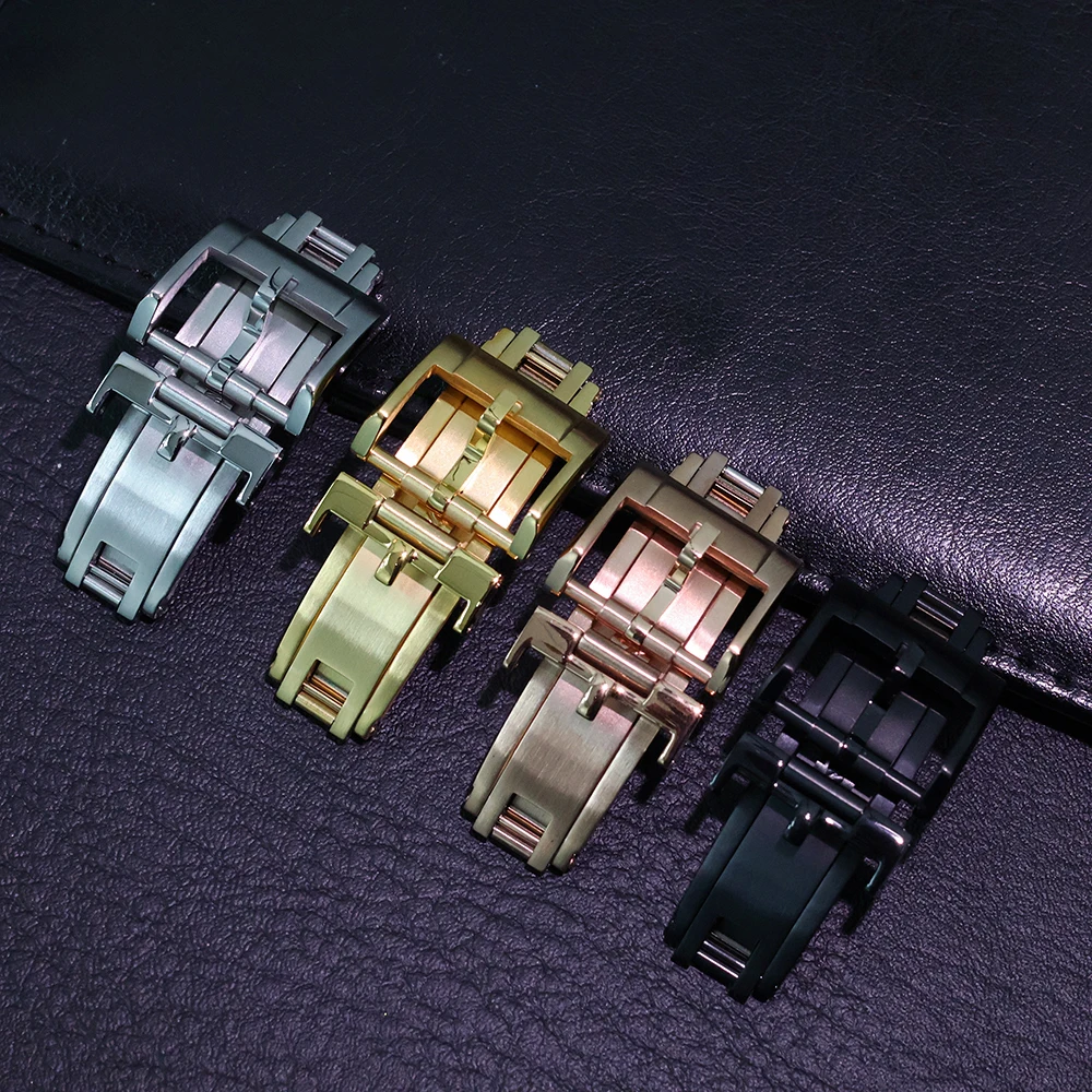 

16mm 18mm Spring Deployant Buckle Fit For Omega Rolex Watch Band Convenient 316 Stainless Steel Watch Strap Butterfly Buckle