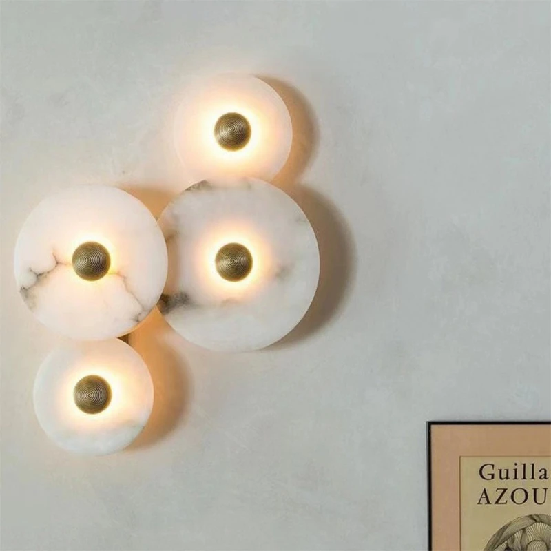 

Natural marble wall lamp bedroom bedside living room background wall new Chinese light luxury Internet celebrity