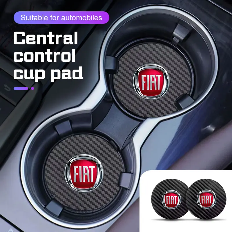 2Pcs Non Slip Water Cup Holder Mat, Car Coaster Fit Fiat 500 Panda Punto Bravo Ducato Fiorino Lancia Musa Ypsilon