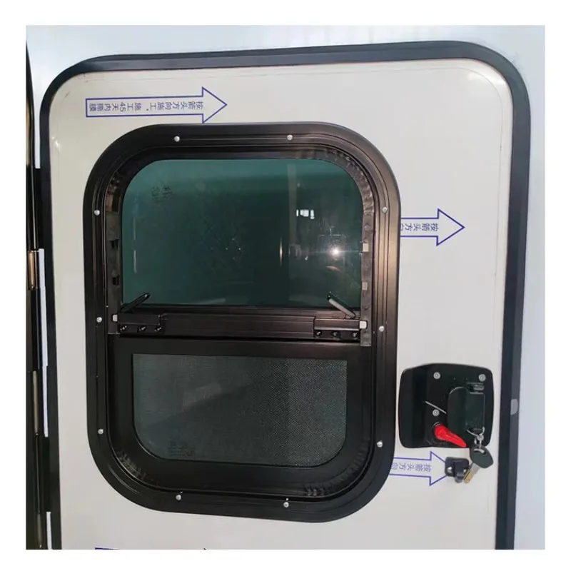 رائجة البيع RV دمعة مقطورة الباب 620*950 مللي متر سبائك الألومنيوم باب التخييم مع نافذة رفع
