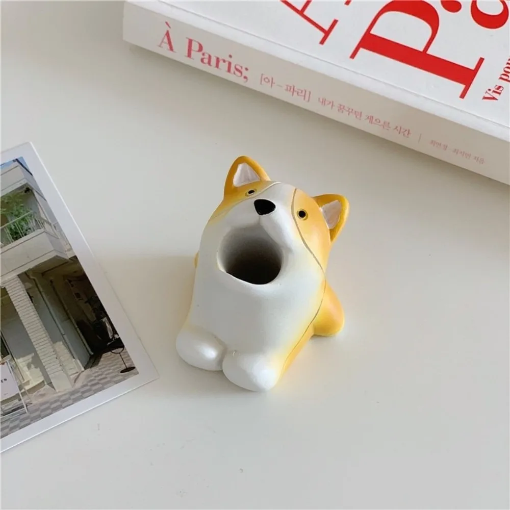 

Animal Shape Toothbrush Holder Resin Non-Slip Base Toothbrush Storage Stand Cute Corgi Shark Multi-Functional