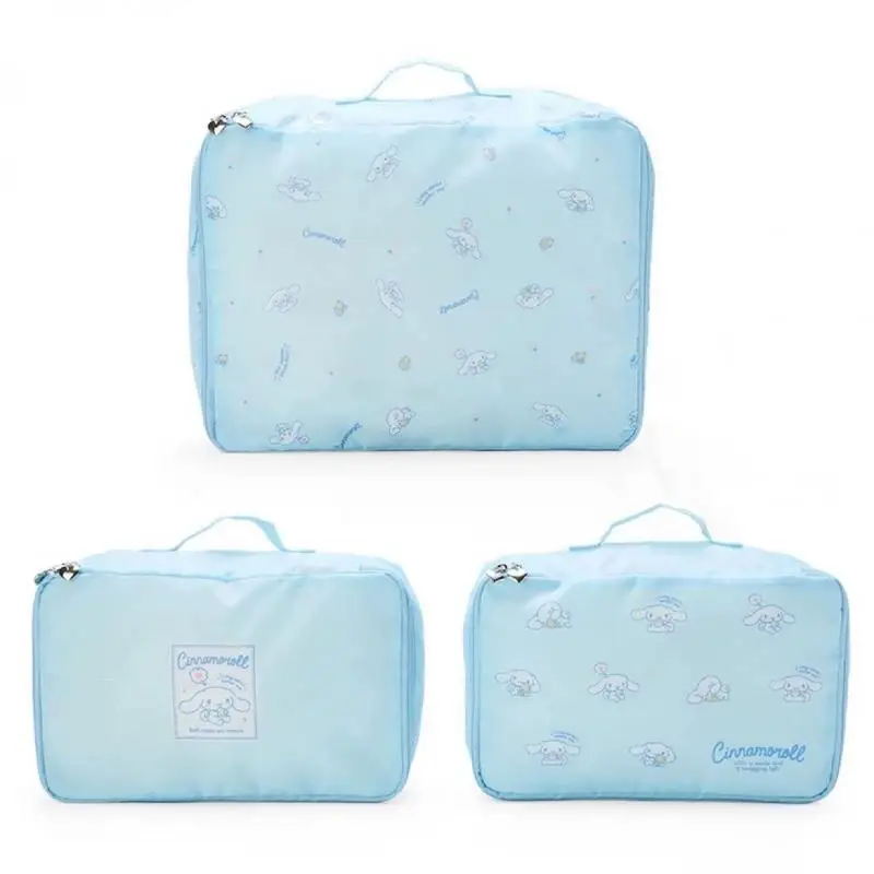 Kawaii Cute Sanrio Hellokitty My Melody Kuromi Cinnamoroll Storage Bag Cosmetic Bag Travel Bag 3Pcs Portable Birthday Girls Gift