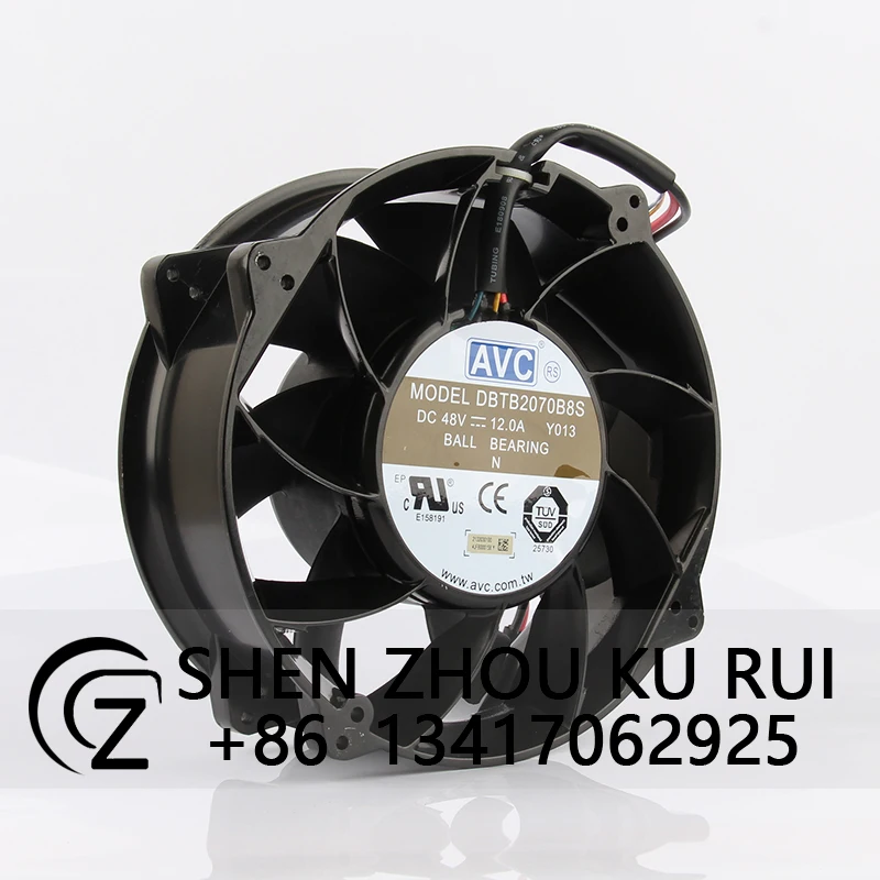 DBTB2070B8S Case Cooling Fan for AVC DC48V 12A EC AC 20070 200X200X70MM 20cm Double Ball Bearing Ventilation Industrial Exhaust