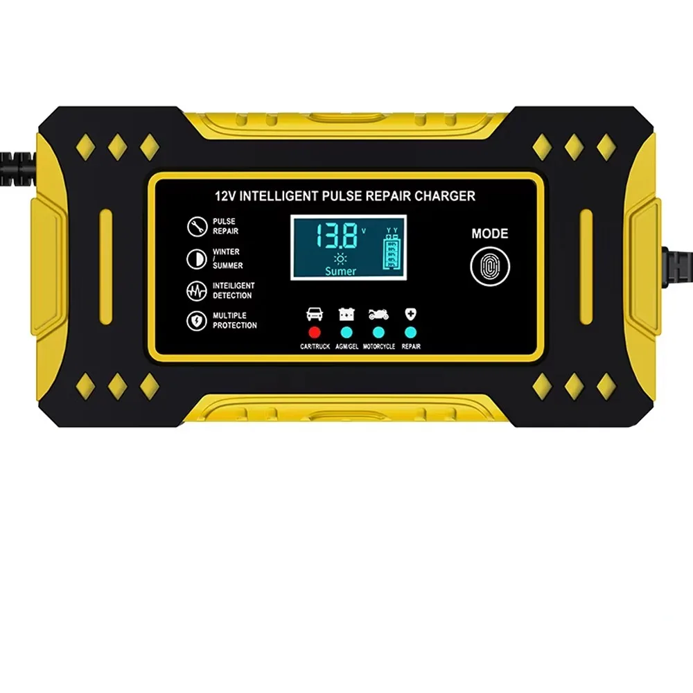 Интеллектуальное автомобильное зарядное устройство с выходом 6А, ЖК-дисплей, специальный блок зарядки аккумулятора мотоцикла, импульсный ремонт, умное быстрое зарядное устройство