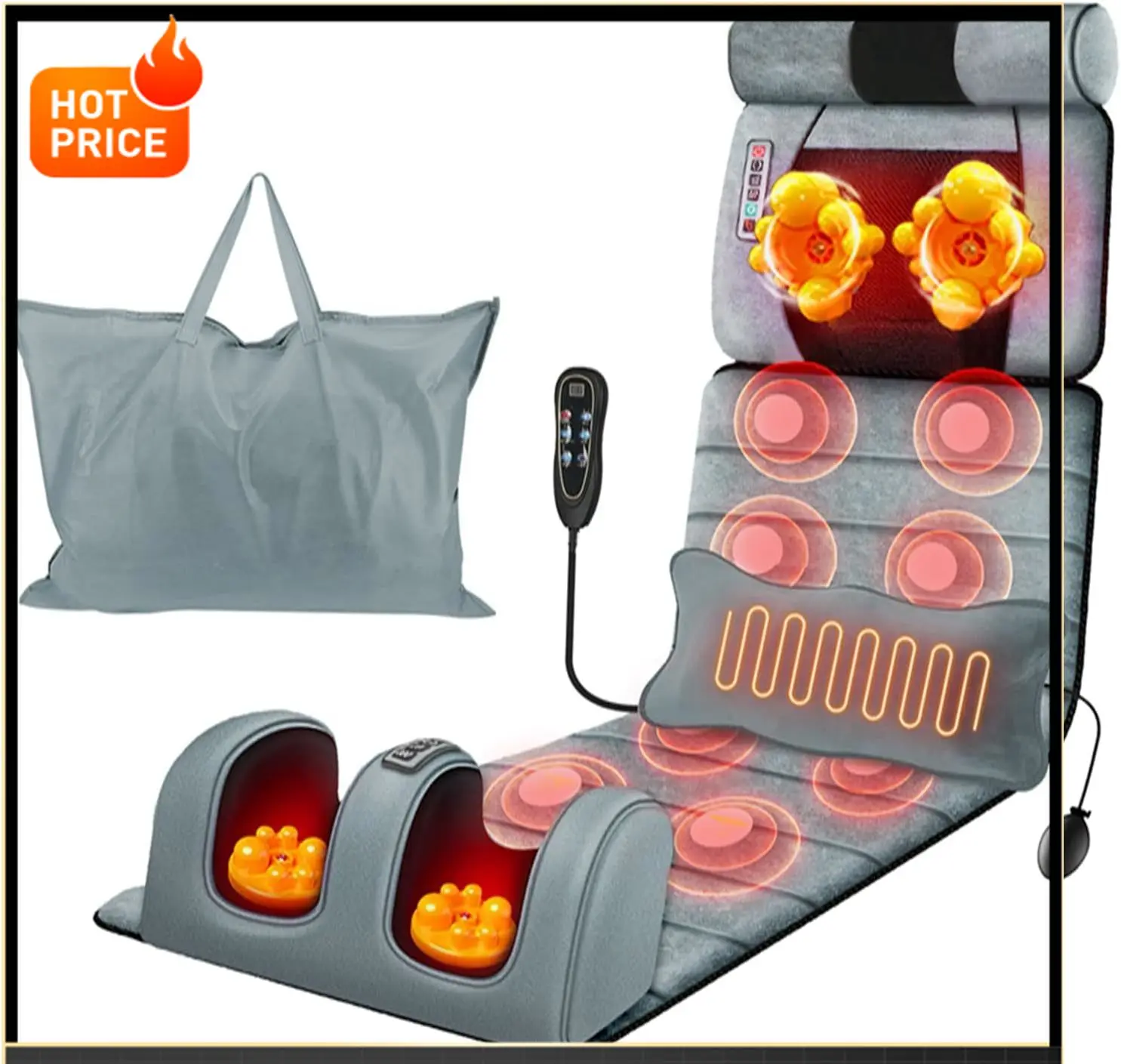 

BestsellerFull Body Massage Mat with Heat, Electric Heated Massage Pad Cushion w/Vibration for Back/Neck/Foot, Detachable Head P