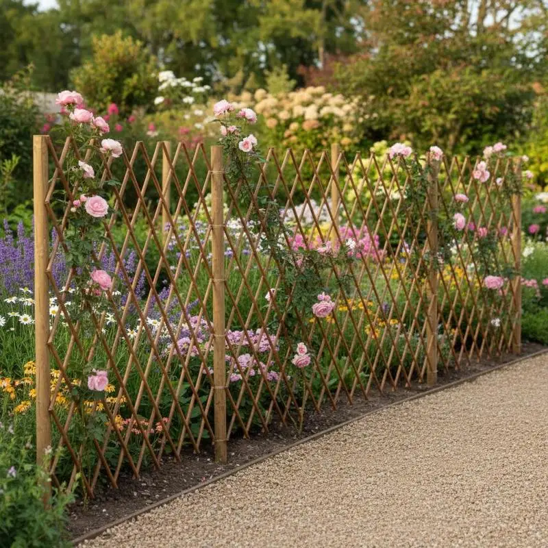 Lot de 5 panneaux de clôture en treillis de saule 180x90cm, extensibles, résistants aux intempéries, support pour plantes grimpantes, écran d'intimité, panneau de clôture en osier pour jardin extérieur
