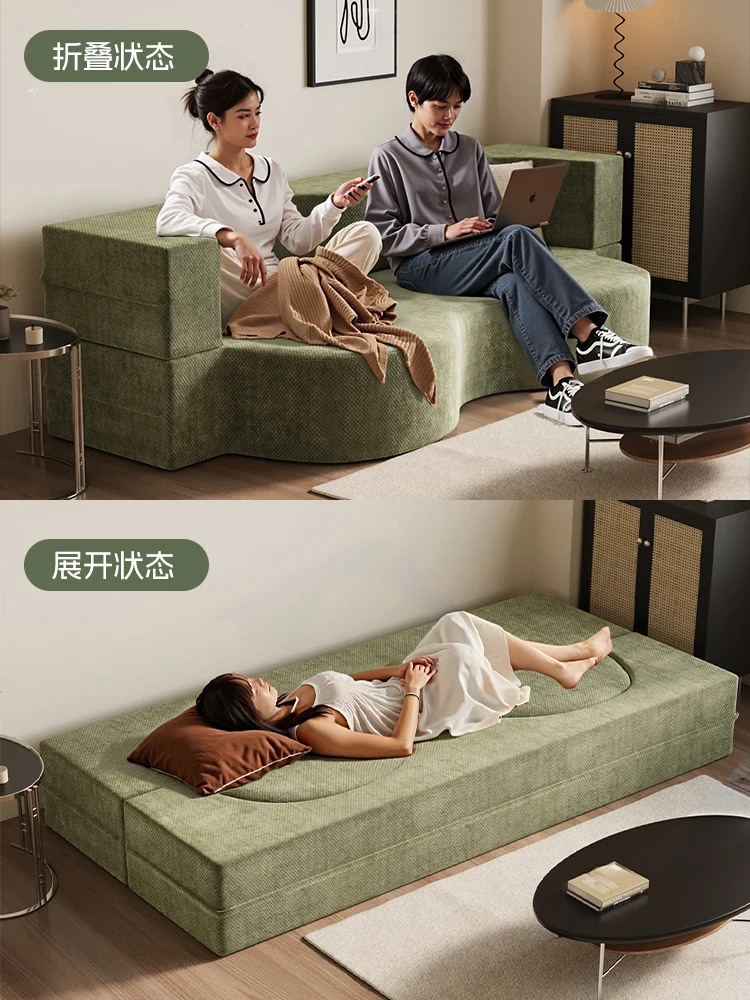 Modular sponge compression sofa bed folding integrated dual-purpose new small apartment living room single double lazy tatami