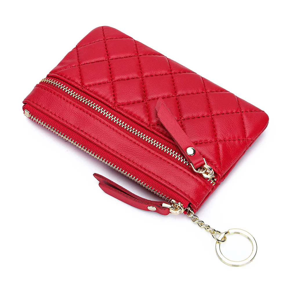 

New Designer Mini Coin Purse Pouch Small Change Wallet Sheepskin Genuine Leather Girls Bags Fashion Brand Key Chain Coin Bag
