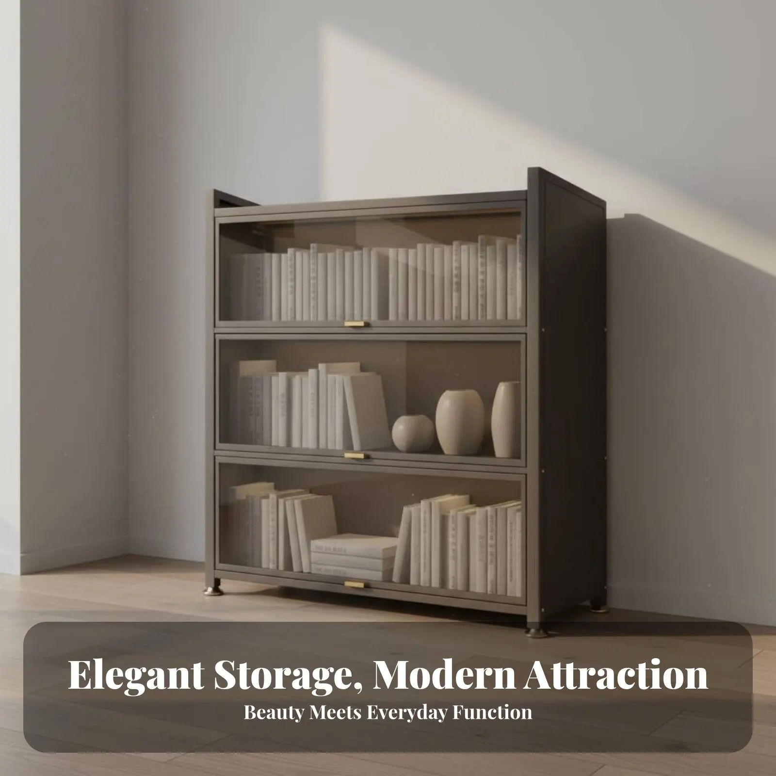 Figurine Display Cabinet Debris-Resistant Resistant Design Display Cabinet with Transparent Doors Glass Door Shelving Unit view 3