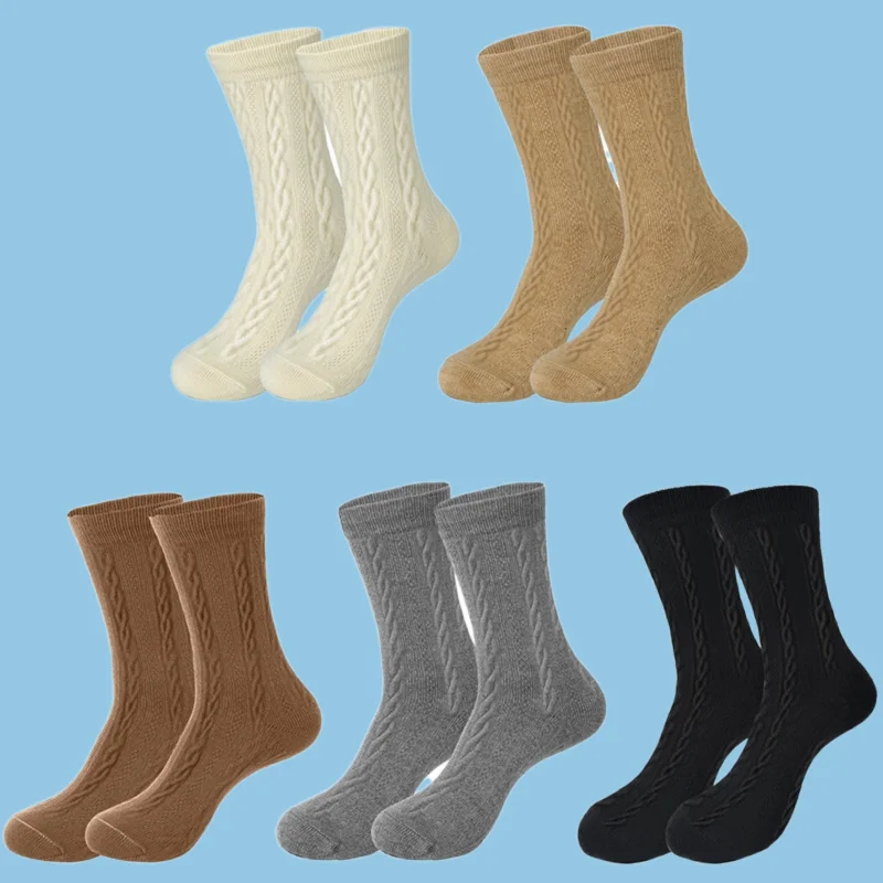 

3/6 Pairs New Style Twisted Socks Antibacterial Thick Thread Socks Sweat-absorbent And Fashionable Mid-tube Socks