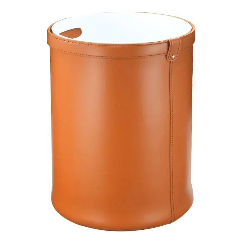 Light Luxury Designer Leather Storage Bucket - Without Cover Large Home Organization for Cleaning Tools Household Sorting
