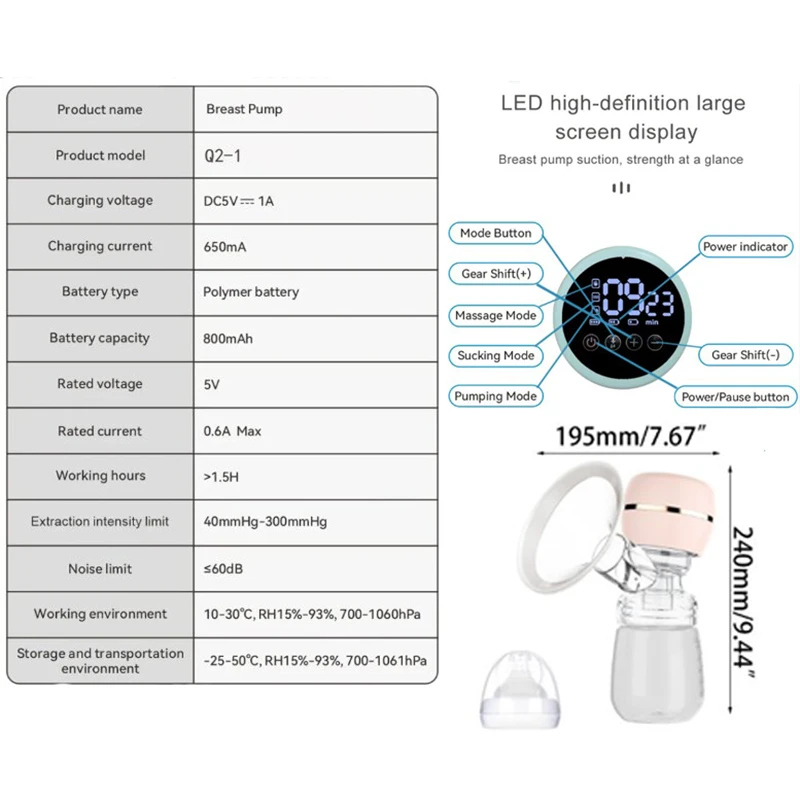 New Electric Breast Pump Machine With Suction For Breast Milk Postpartum Massage Painless And Silent Breast Pump Charging