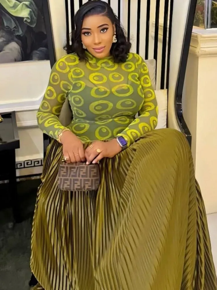 African Dresses For Women Elegant Spring Summer Long Sleeve Dashiki Maxi Dress Ladies Traditional African Clothing Fairy Dreaes