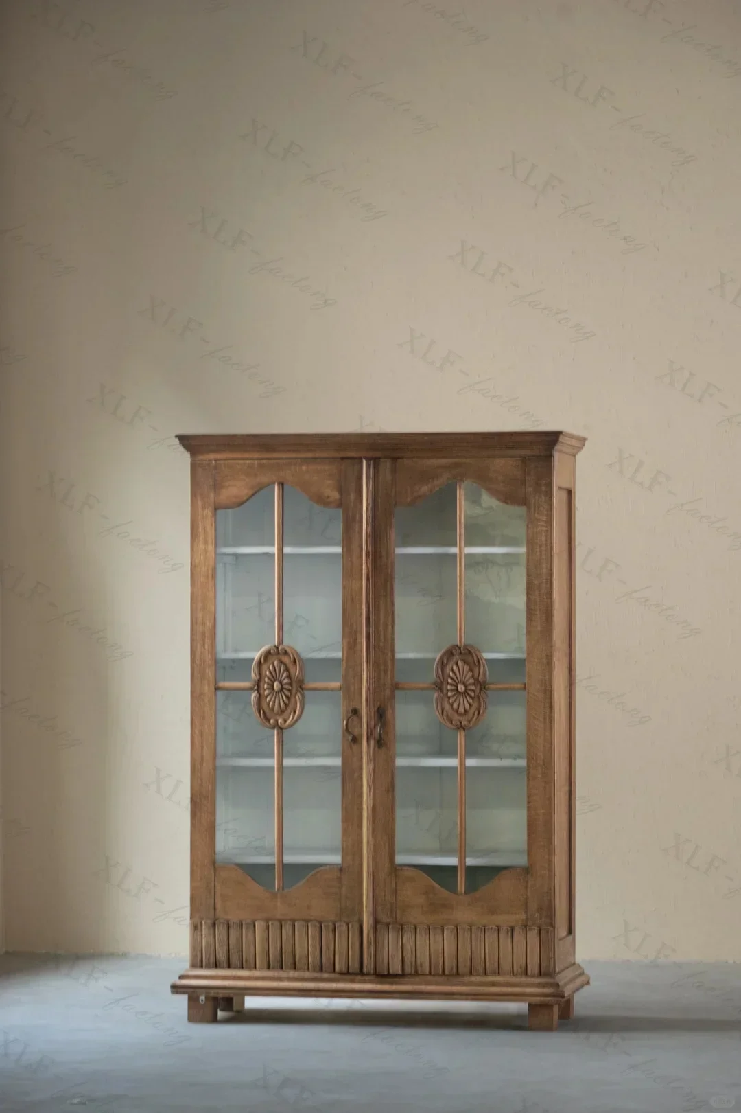 

French Simplicity Wood Carved Distressed Storage Sideboard Cabinet Mid-Ancient Display Cabinet Retro Storage Wine Cabinet
