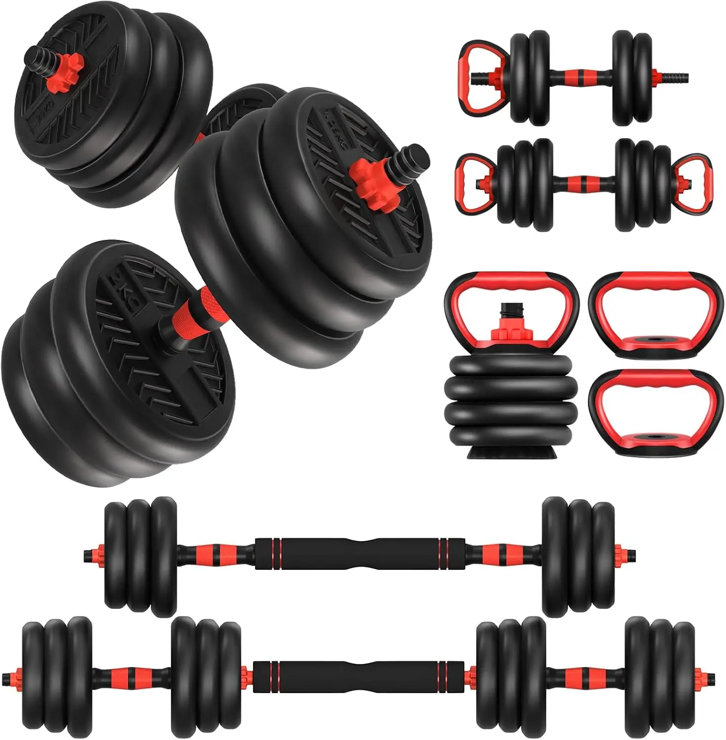 

Adjustable Dumbbells 10 20 30 40 60 80lbs Free Weight Set with Connector 4 in1 Dumbbells Set Used as Barbell Kettlebells Push up