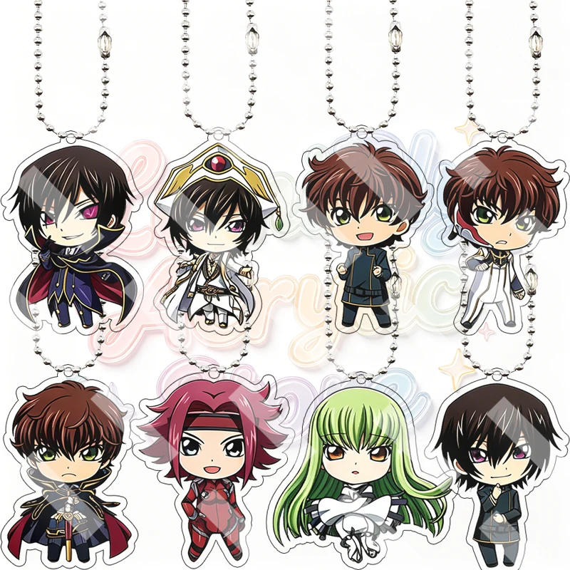 Cartoon Suzaku Kururugi Kallen Stadtfeld Anime 5cm Acrylic Keychain Peripheral Chain Pendant Bag Ornament Charm Gift for Friends