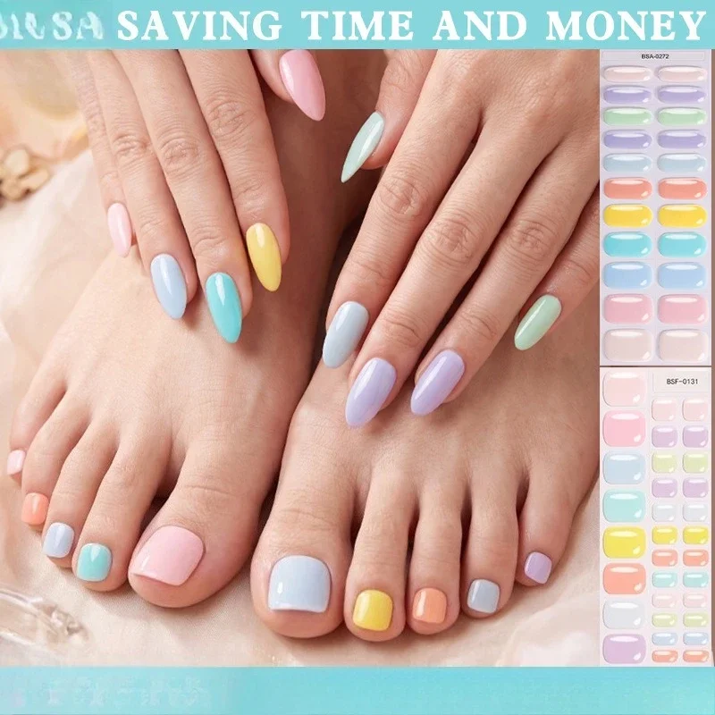 Solid Color DIY Baking Free Gel Nail Sticker Can Be Used As DIY Nail and Toenail Nail Sticker, Home Nail Enhancement Set