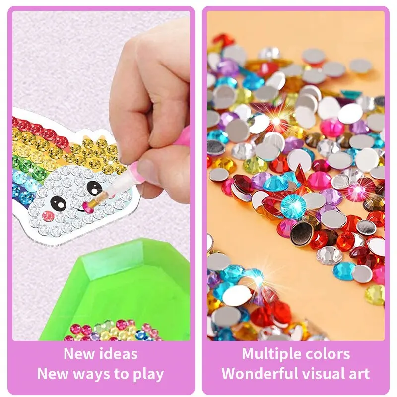 DIY 12 Stickers Diamond Paintings Kit Create Arts Education Craft Magical Design Cartoon Handmade Toys Children Birthday Gift