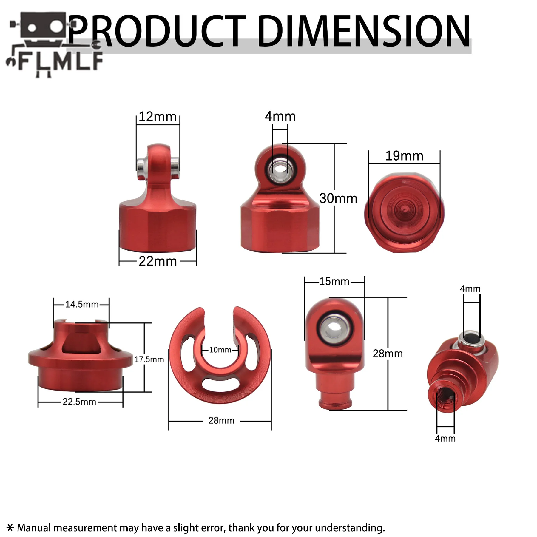 1/5 FLMLF 6mm 전면 또는 후면 충격 흡수 장치 또는 Hpi Rofun Rovan Kingmotor Baja 5B 5T 5SC SS용 부품