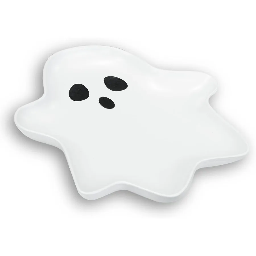 

Reusable Ceramic Ghost Plate 10.6 9.1in for Halloween Themes: Ideal for Desserts Salads Snacks Candy Appetizers and More Perfec