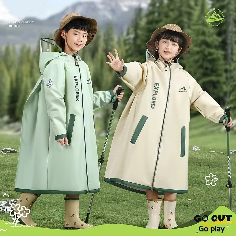 

Boys and girls Waterproof Rain Poncho Non-Disposable Travel on Foot Rain Gear Coat Carry Hat Outdoor Hiking Accessories Raincoat