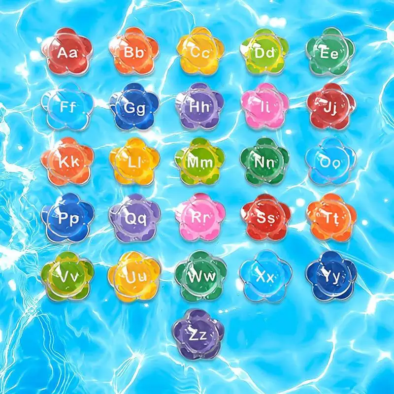 ตัวอักษรอาบน้ําของเล่นน้ําว่ายน้ําสระว่ายน้ําอุปกรณ์ความบันเทิง 26 ชิ้นอ่างอาบน้ํากันน้ําตัวอักษรสําหรับห้องน้ําชายหาด