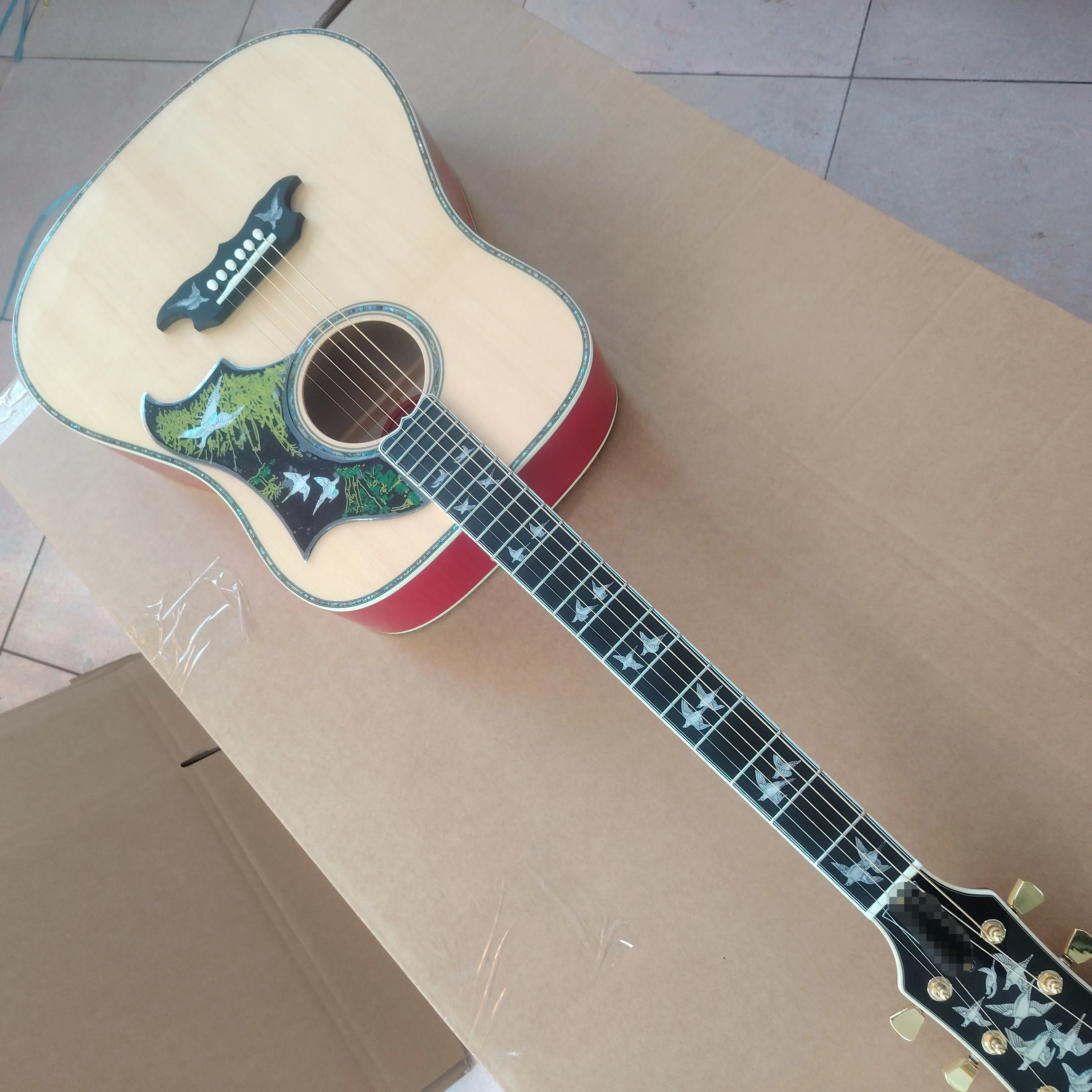 HOT！ Handmade Pigeon Group Original Soundtrack Folk Guitar Original Soundtrack Guitar, Solid Spruce Panel, 20 Styles, Bone String Pillow