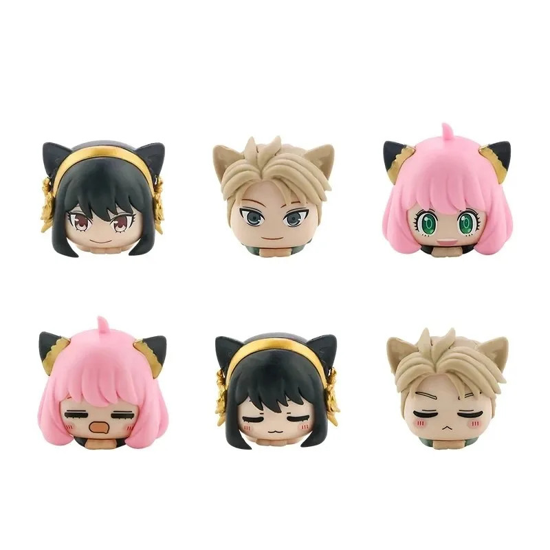 Figuras de acción de la familia espía, 6 piezas/1Set, 6CM, Anya Napping Cat, Yor Forger, regalo Crepúsculo, colección