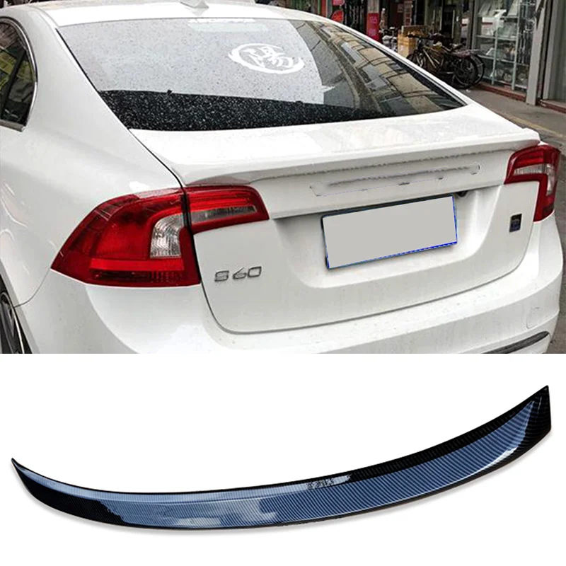 

Rear Trunk Lid Duck Tail Car Spoiler Wing For Volvo S60 2011 12 13 14 15 16 17 Quality ABS Black White Carbon Color Accessorie