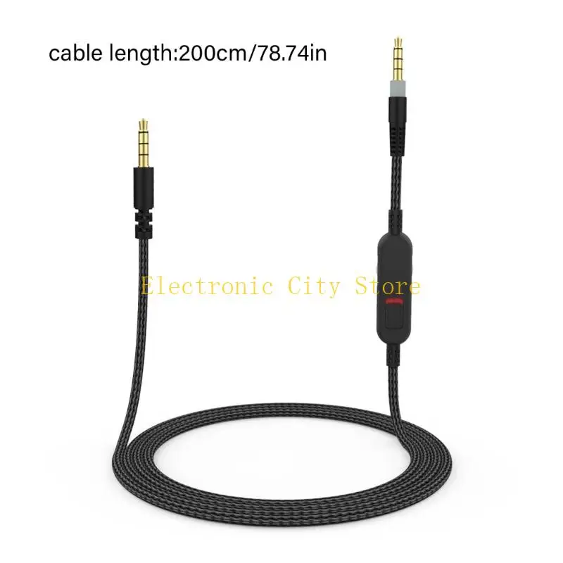 Durability Nylon Braiding Headphone Cable Inline Mic Control for CloudAlpha HU8D