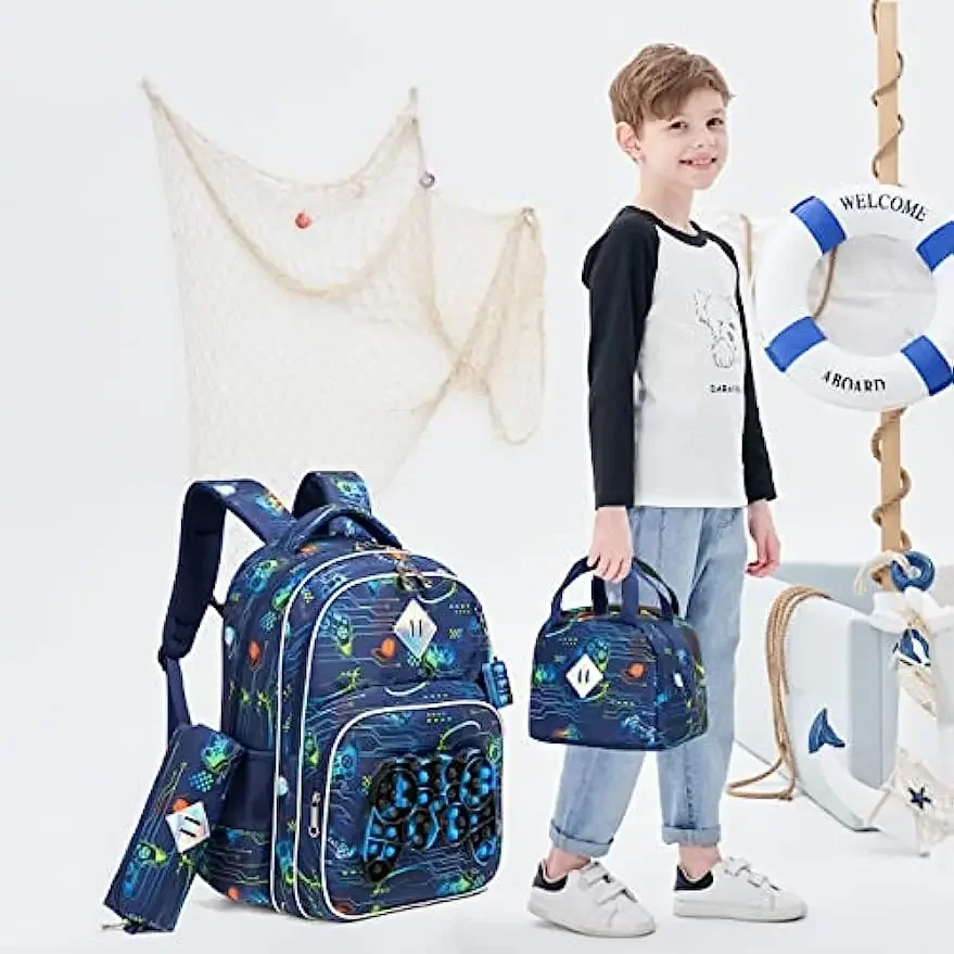 Rucksack für Jungen Schult asche mit Brotdose für Grundschule Kindergarten Kinder Rucksack Set für Jungen Schul rucksack