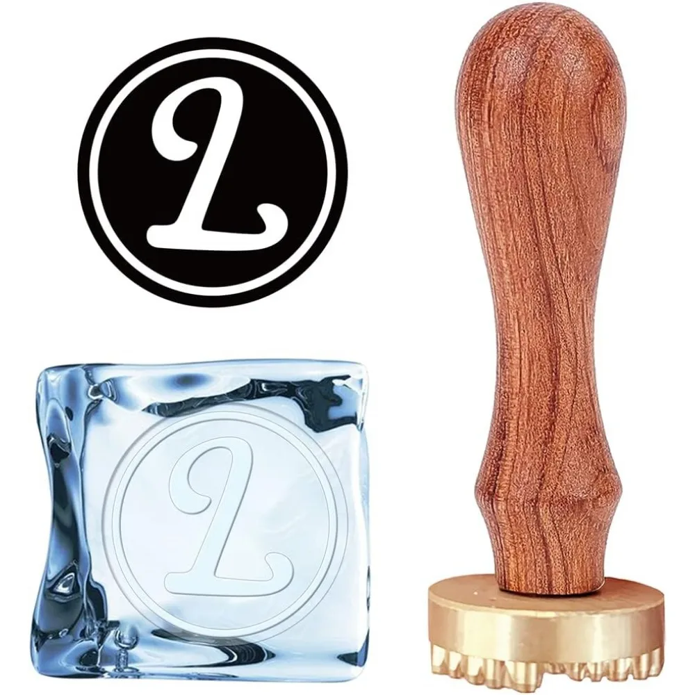 Letter Ice Stamp L Ice Cube Stamp Branding  with Removable Brass Head & Wood Handle Vintage for making kit