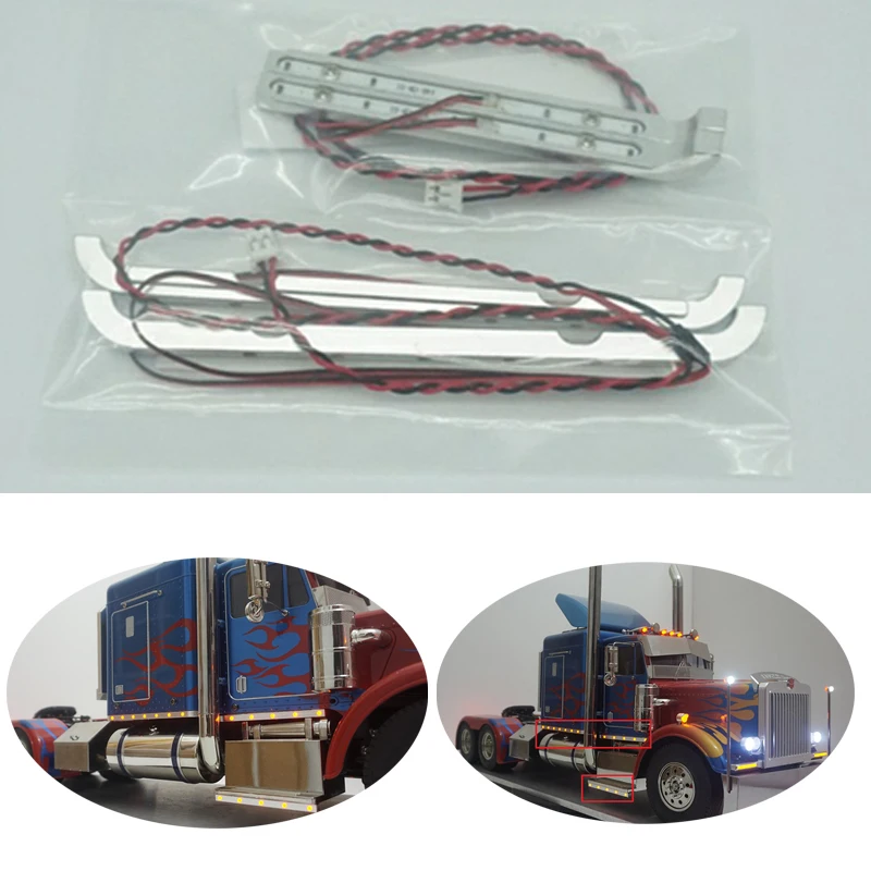 LED Simulation Yellow Light Strip Side Light Bar for 1/14 Tamiya RC Truck Car King Hauler 56344 56301 Diy Parts Toys