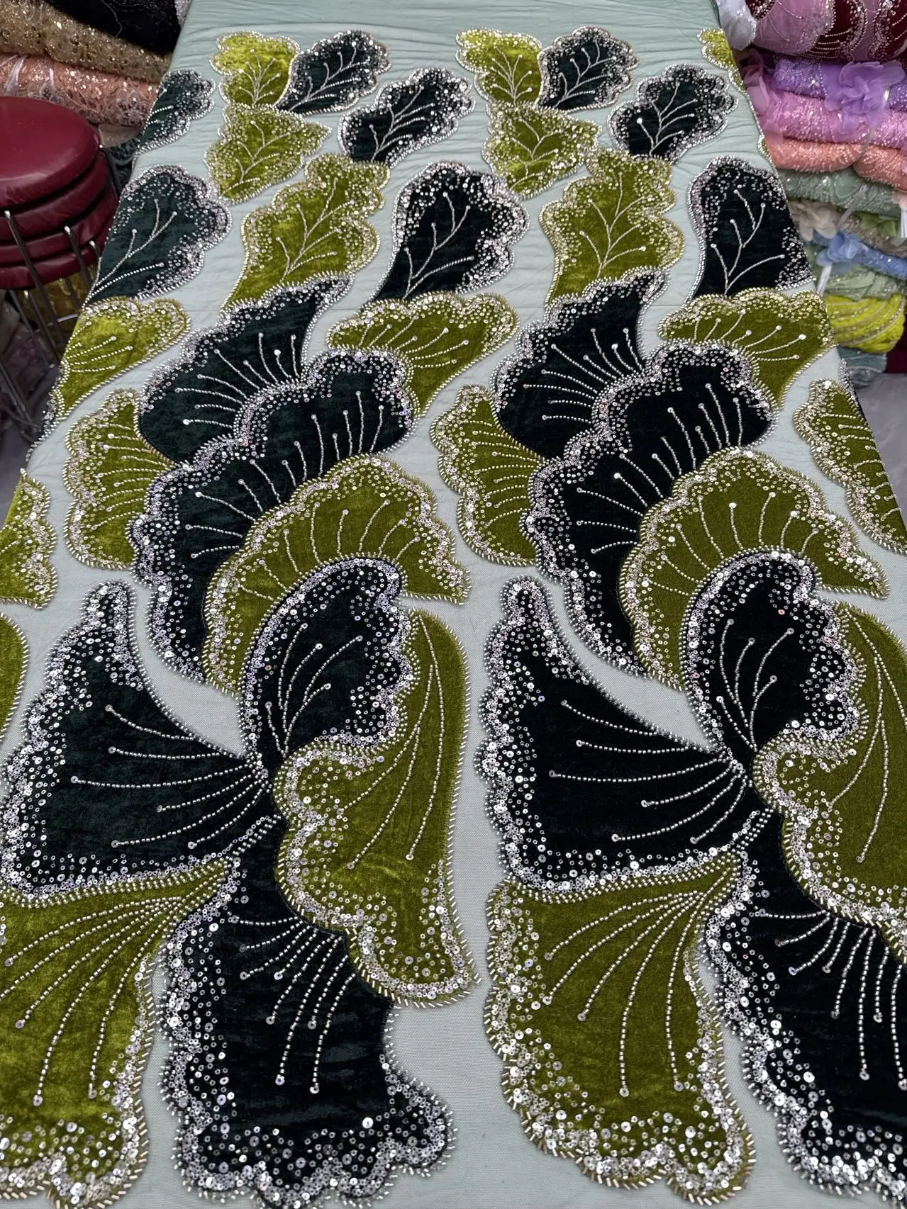 Luxury Sequins Beaded Tulle La - Sewing Velvet Fabric 评论和价格