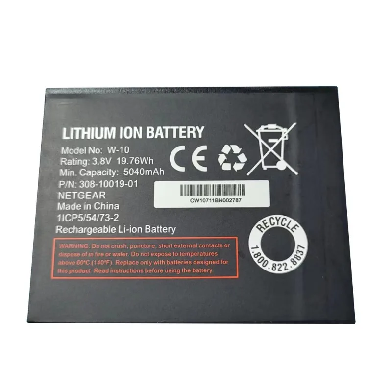 5pcs/lot W-10 3.8V 5040mAh Replacement Battery for NETGEAR Nighthawk M1 MR1100 W10 Wireless Router Battery 4G Network Device