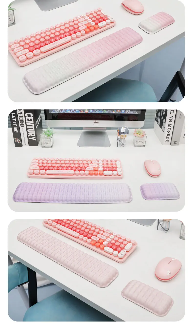 Minimalistisches Handgelenkauflage-Mauspad-Set Tastaturunterlage Ergonomische Schreibtischunterlage für Büro und Gaming Creme Farbverlauf – Detail 8