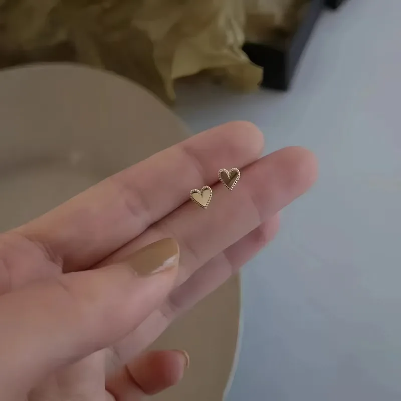 Jkeli 925 Sterling Silver 14K Gold Plated Cake Edge Heart Earrings Women Simple Design Fashionable Elegant Versatile Ear Jewelry