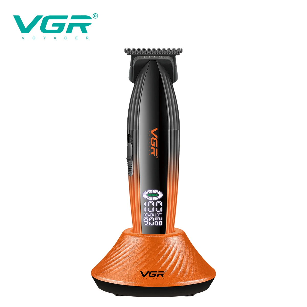 VGR high-end electric hair clipper 9000 RPM professional grade hair trimmer gradient color metal body carving push shear V-889T