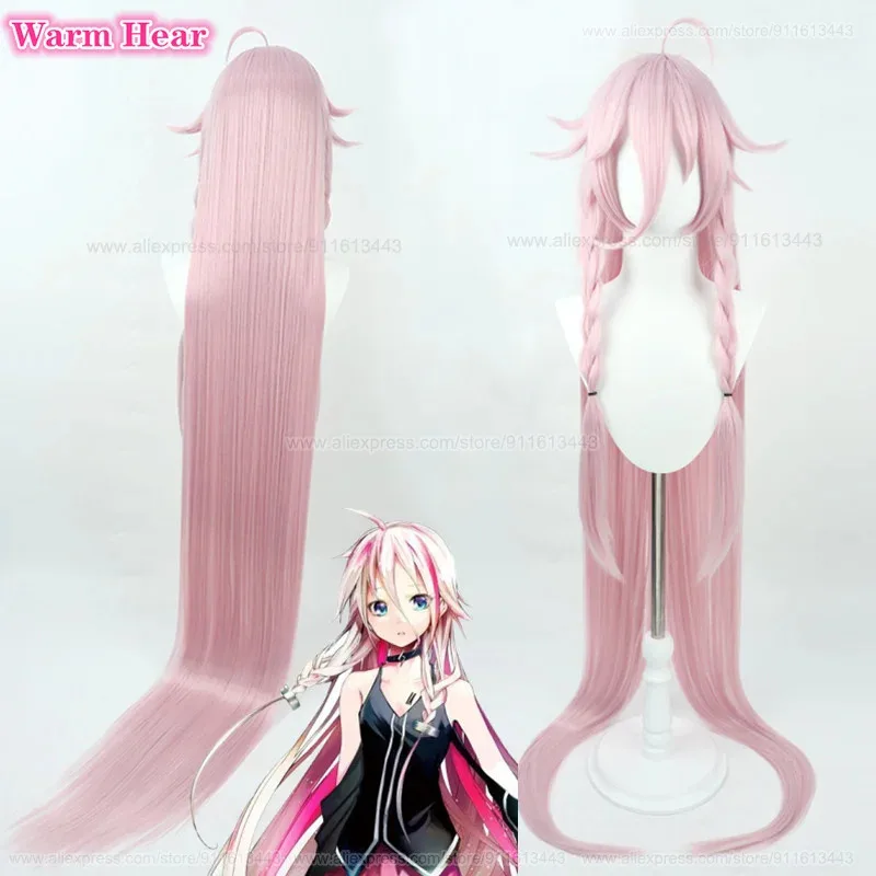 150cm 긴 고품질 도서관 IA 코스프레 VOCALOID3 가상 가수 핑크 가발 내열성 머리 할로윈 파티 여성 가발