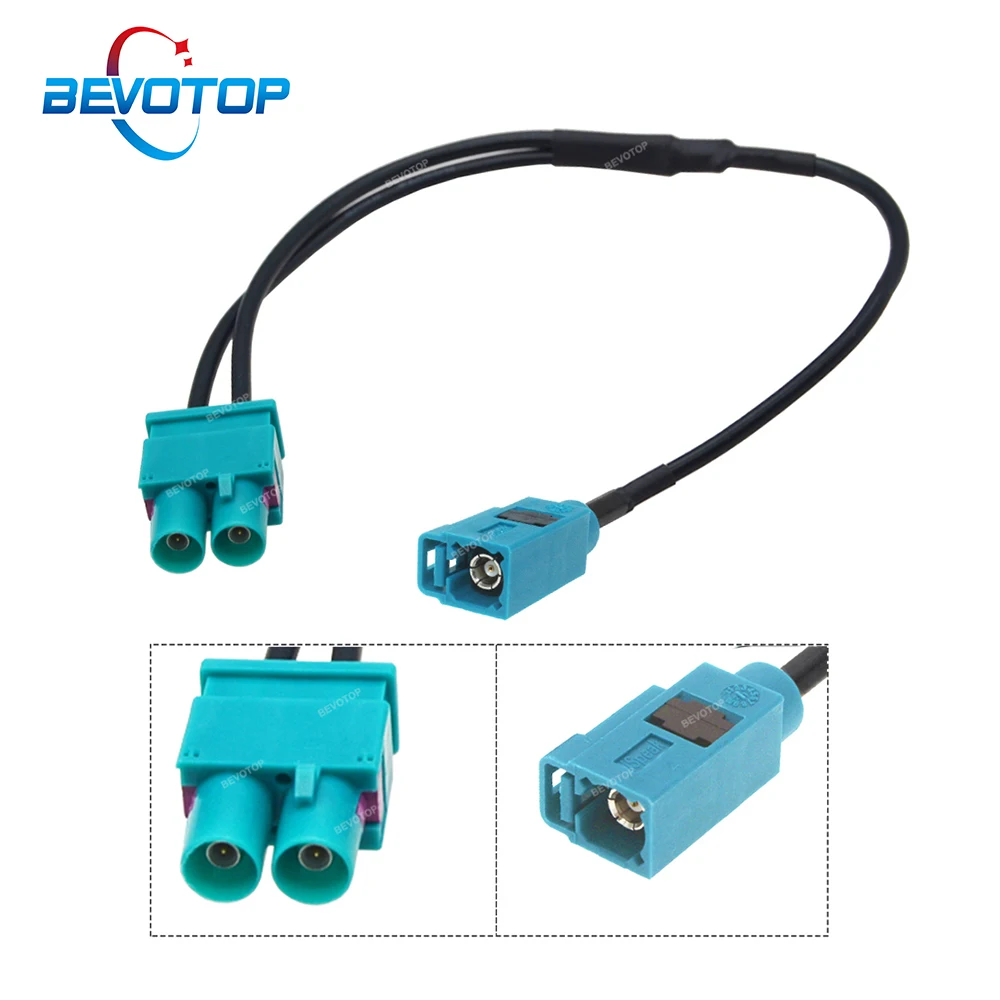 Bevotop fakra z fêmea para twin hakra ii z macho plug adaptador de cabo de antena de rádio de carro acessórios de carro para volkswagen/skoda/audi